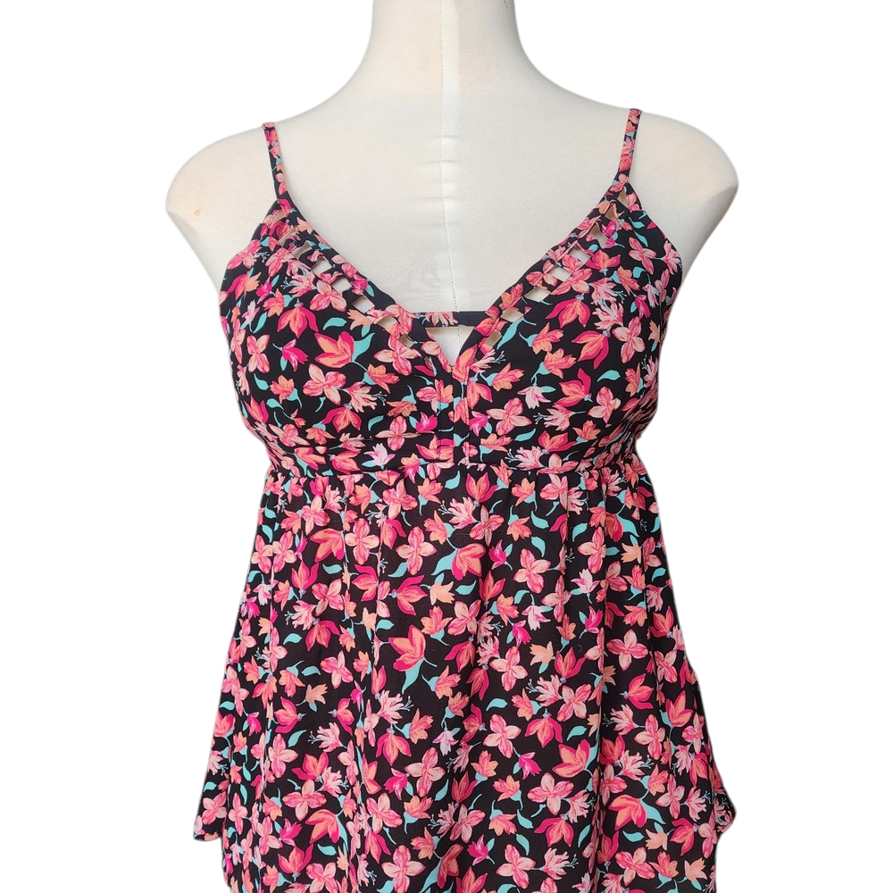 Candie's Floral Camisole Top with Pink and Black Design